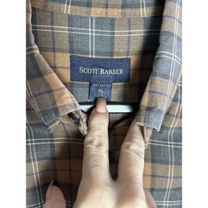 Scott Barber Men's Button Up Flannel Plaid Shirt Size XL 100% Cotton‎ Brown